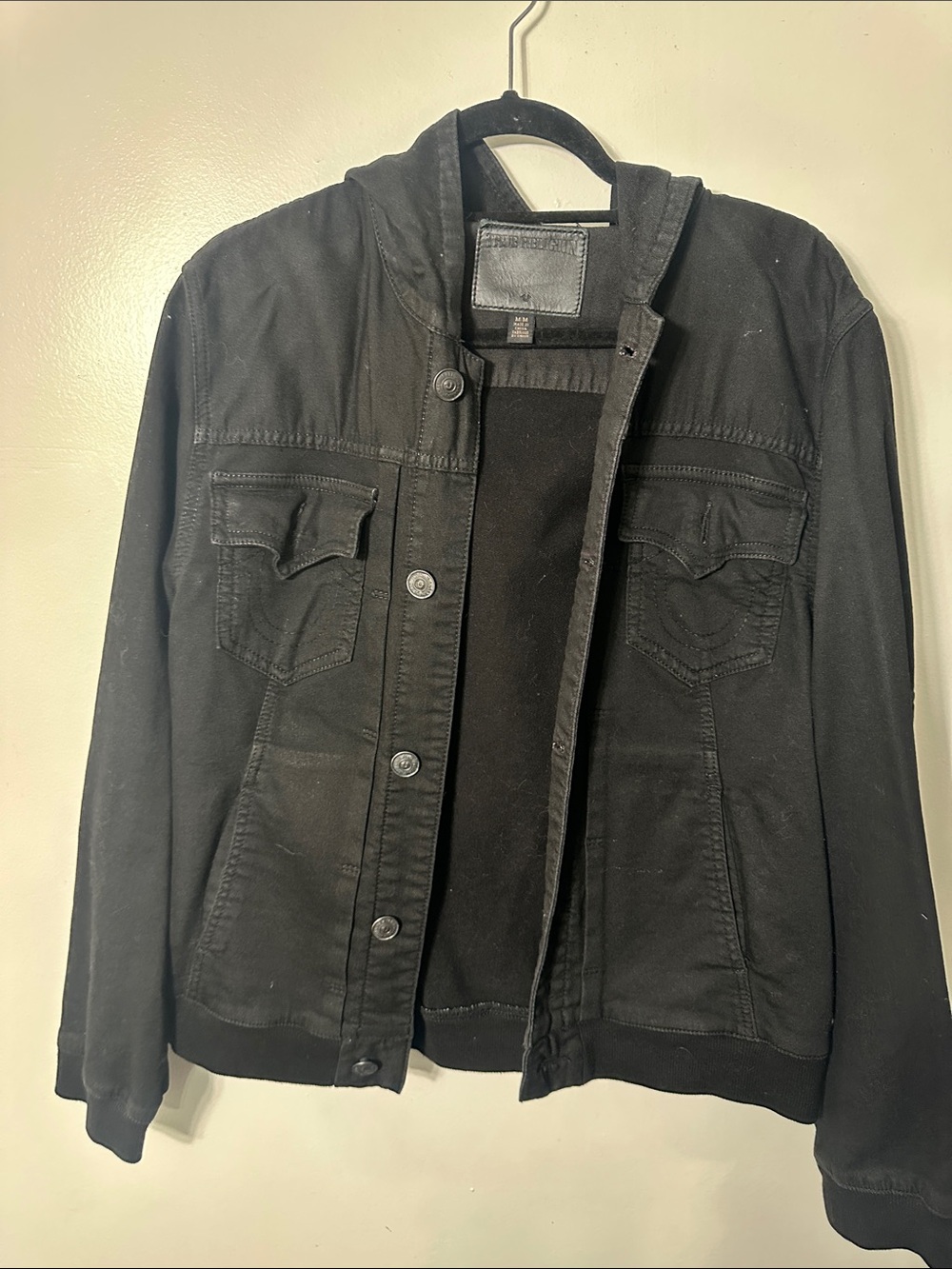 True Religion Black Hooded Shirt Jacket
